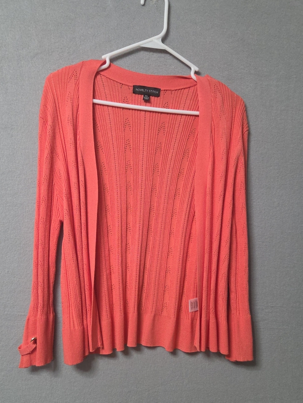 Women's Novelty Stitch Cardigan Sweater XL Coral